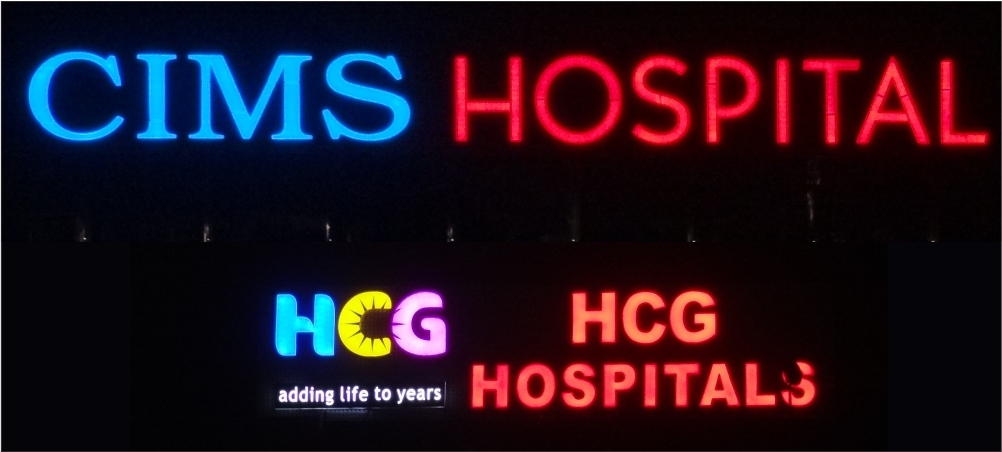 HCG Hospitals Sign Board, CIMS Hospital Sign Board